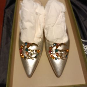 GUCCI SILVER UNIA GG LOGO HEEL BAMBOO